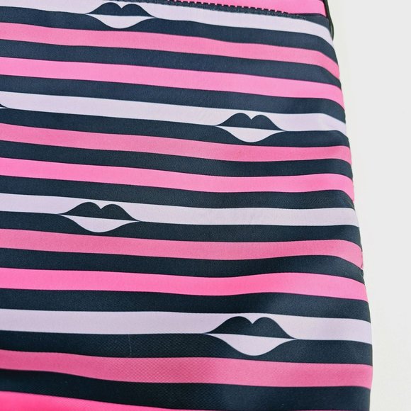 Kate Spade Jae Nylon Kiss Lip Print Crossbody Bag Navy Blue Lavender Pink Zip - Picture 5 of 14